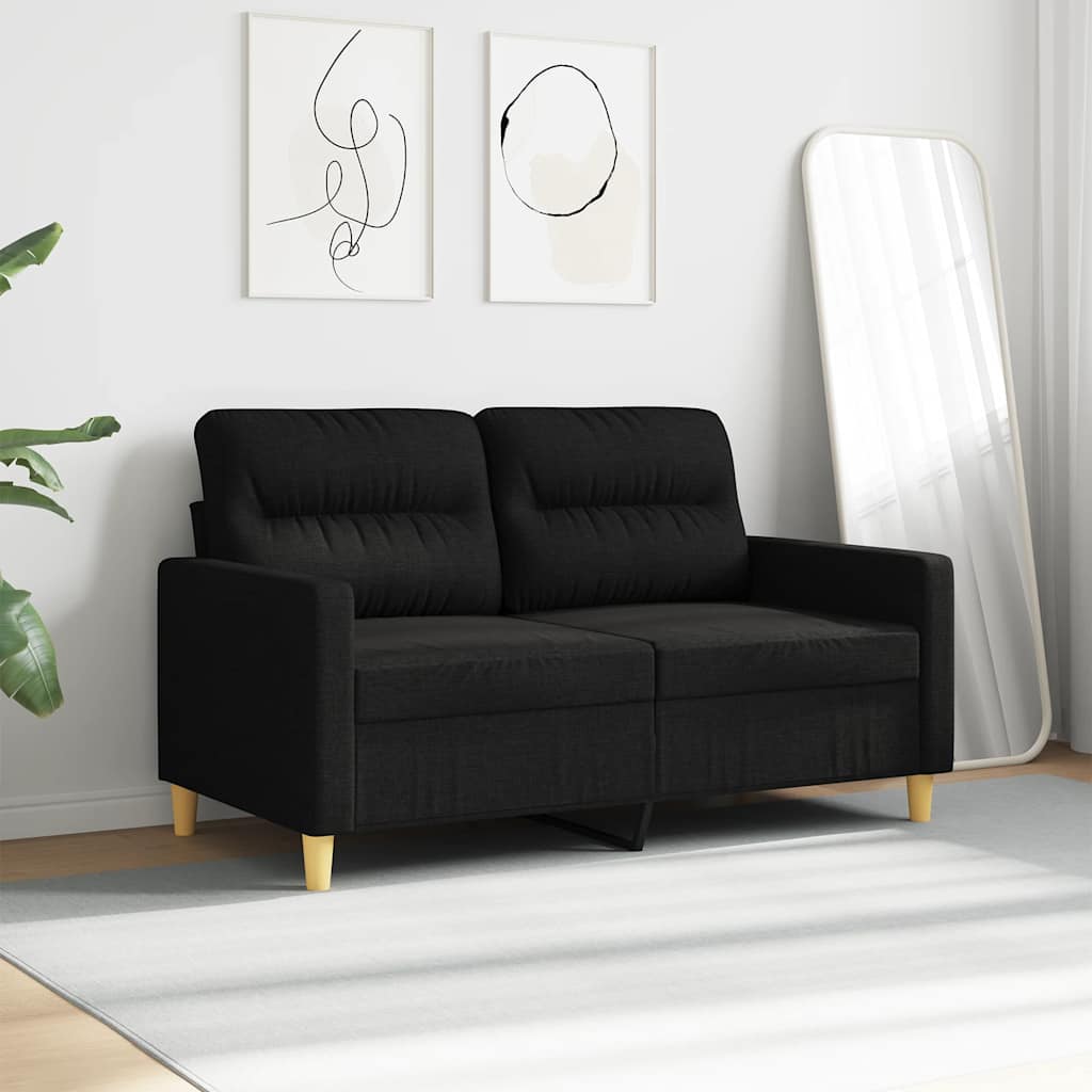 vidaXL Sofa 2-osobowa, czarna, 120 cm, tapicerowana tkaniną