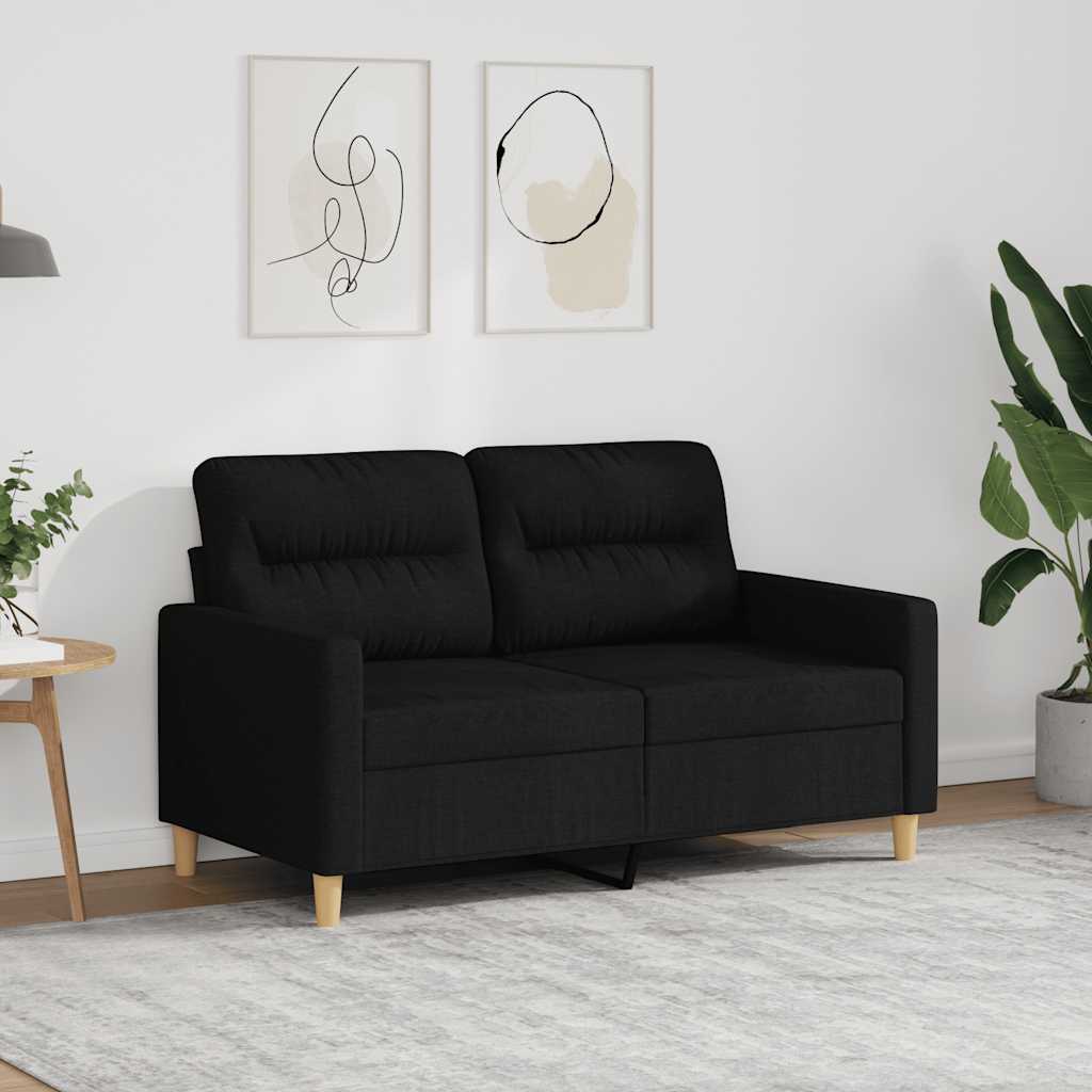 vidaXL Sofa 2-osobowa, czarna, 120 cm, tapicerowana tkaniną