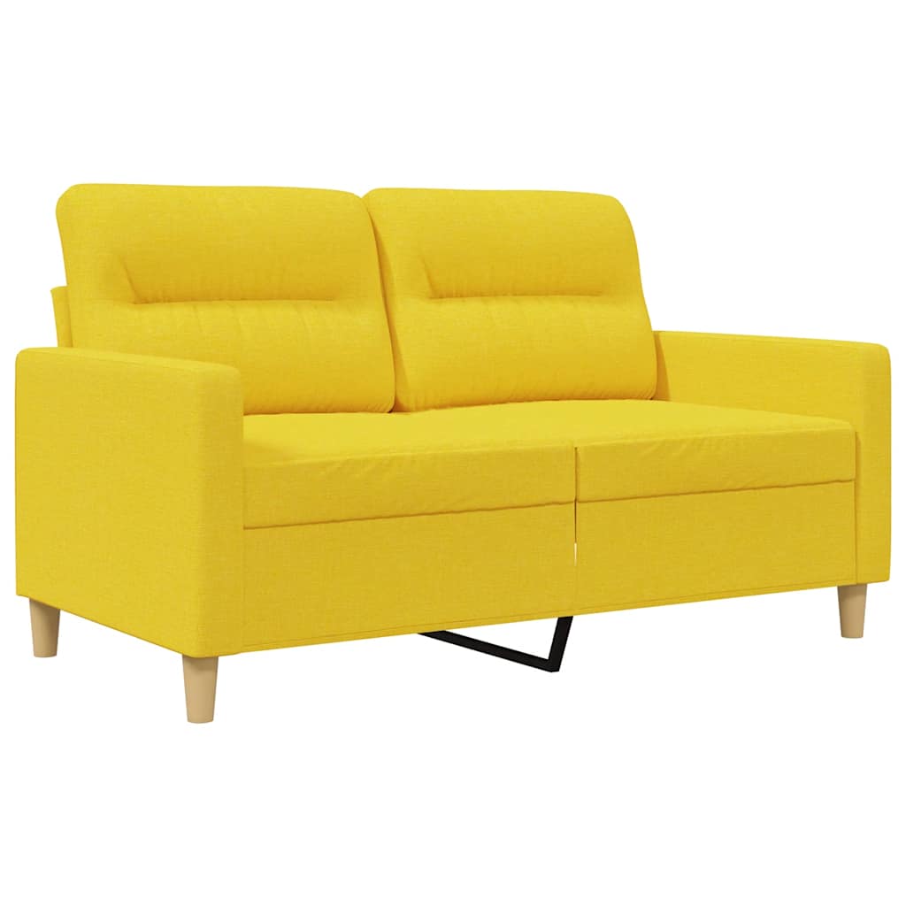 vidaXL Sofa 2-osobowa, jasnożółta, 120 cm, tapicerowana tkaniną