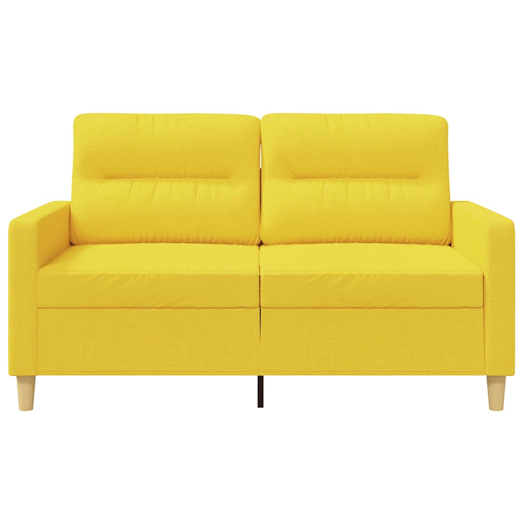vidaXL Sofa 2-osobowa, jasnożółta, 120 cm, tapicerowana tkaniną