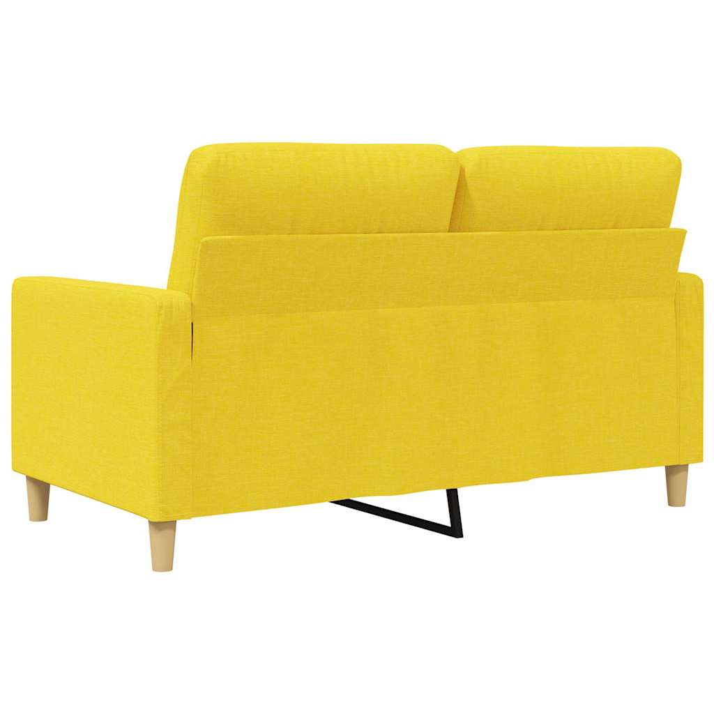 vidaXL Sofa 2-osobowa, jasnożółta, 120 cm, tapicerowana tkaniną