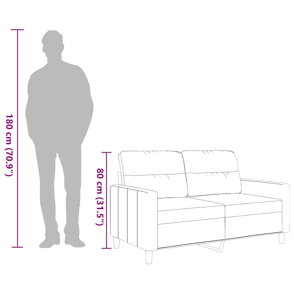 vidaXL Sofa 2-osobowa, jasnożółta, 120 cm, tapicerowana tkaniną