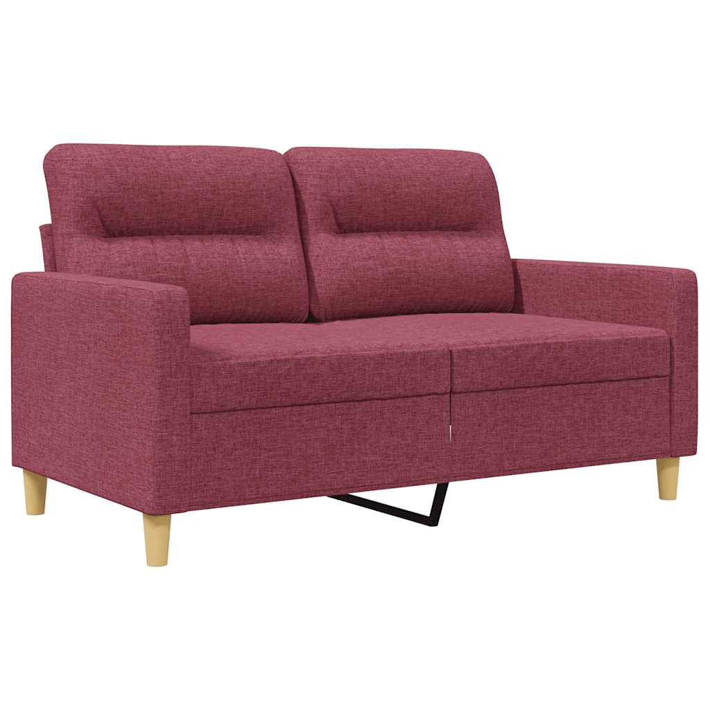 vidaXL Sofa 2-osobowa, winna czerwień, 120 cm, tapicerowana tkaniną