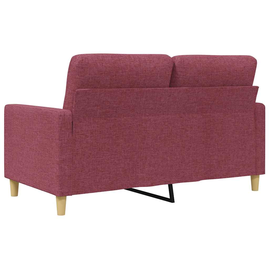 vidaXL Sofa 2-osobowa, winna czerwień, 120 cm, tapicerowana tkaniną