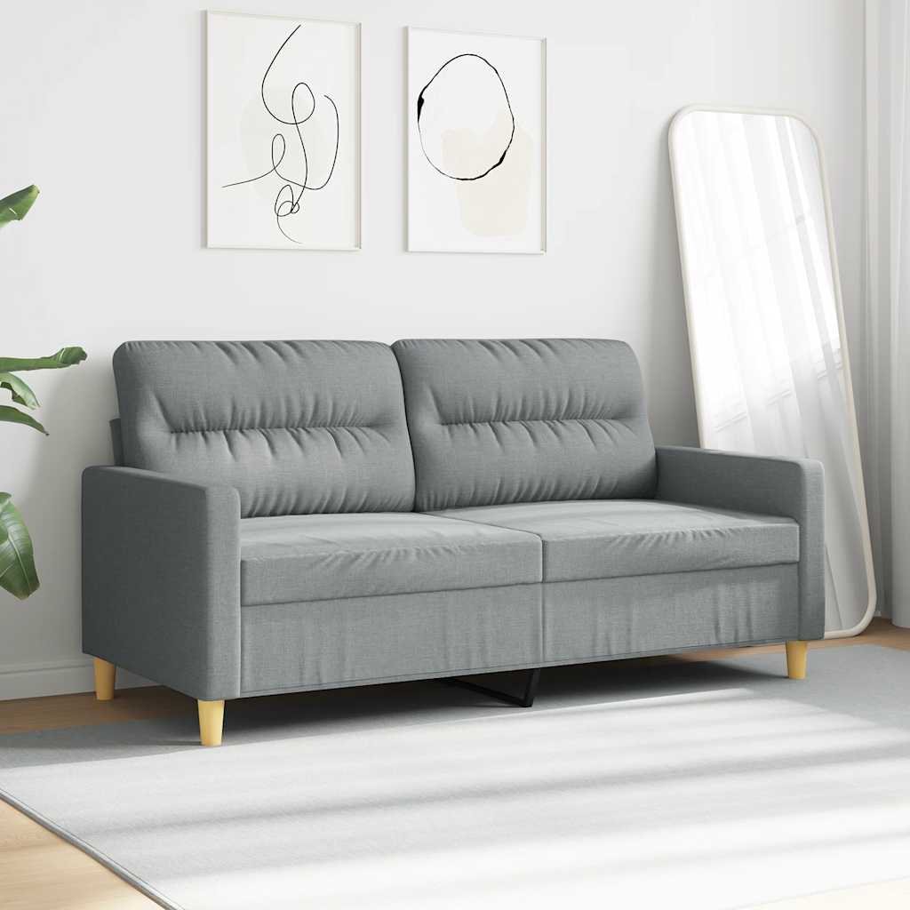 vidaXL Sofa 2-osobowa, jasnoszara, 140 cm, tapicerowana tkaniną