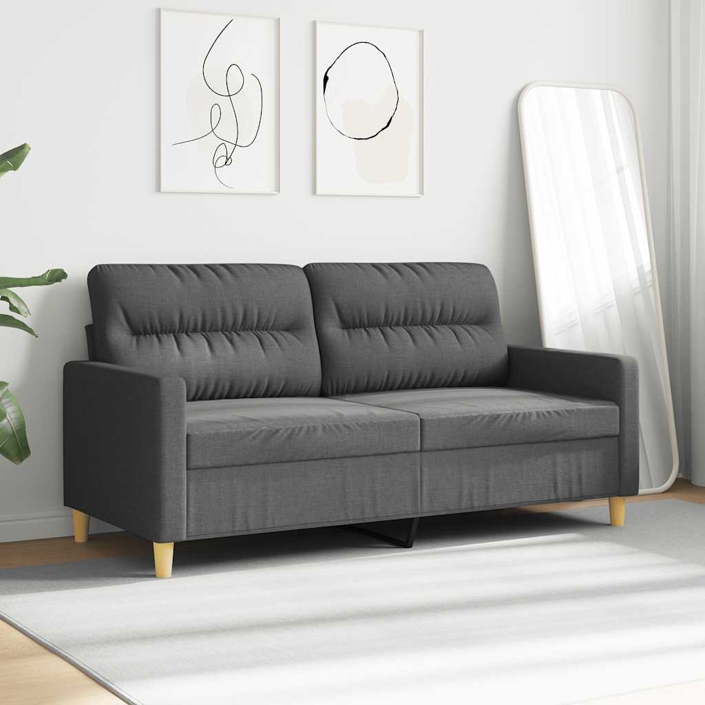 vidaXL Sofa 2-osobowa, ciemnoszara, 140 cm, tapicerowana tkaniną