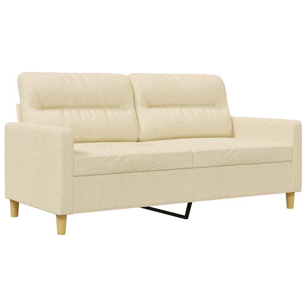 vidaXL 2-osobowa sofa, kremowa, 140 cm, tapicerowana tkaniną