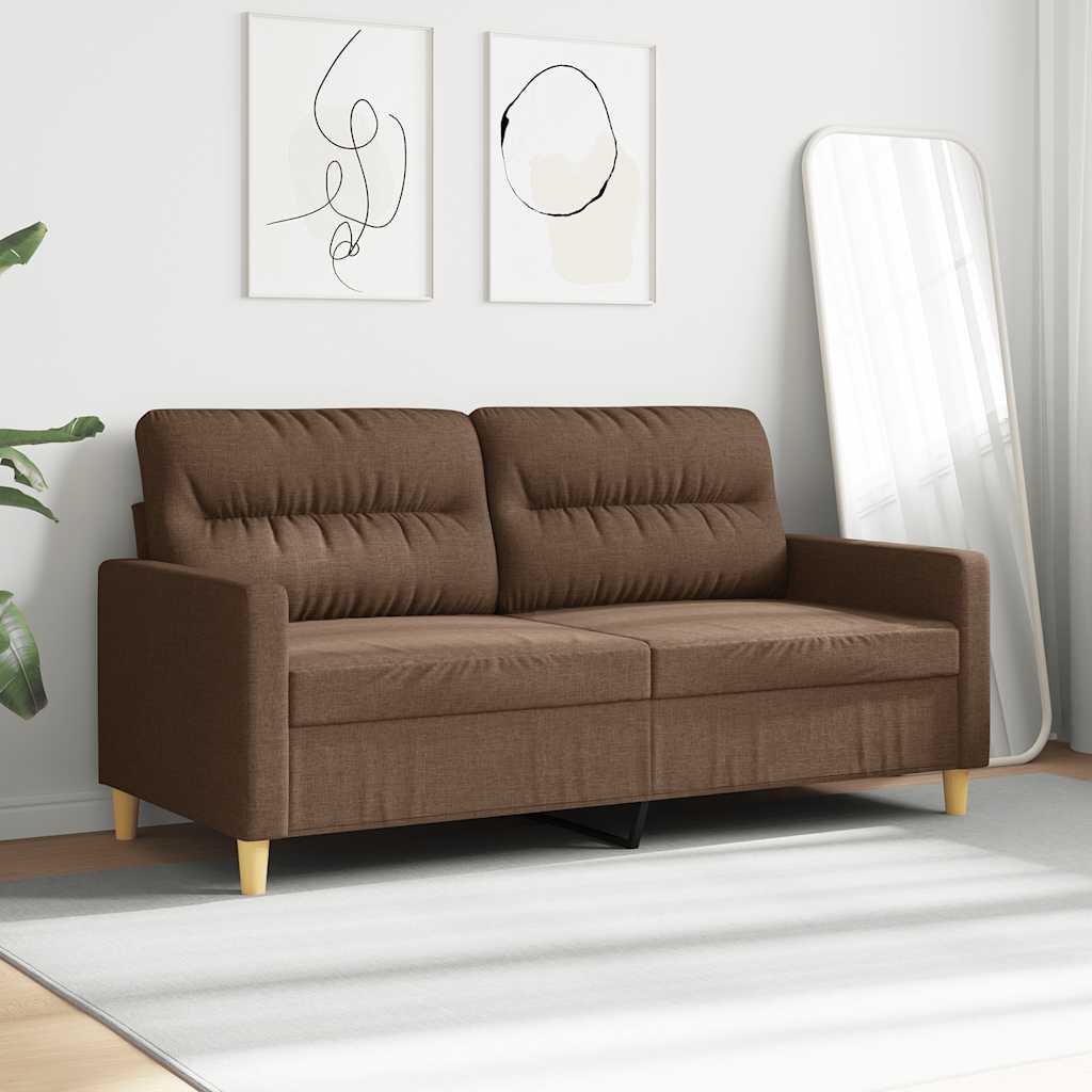 vidaXL Sofa 2-osobowa, brązowa, 140 cm, tapicerowana tkaniną
