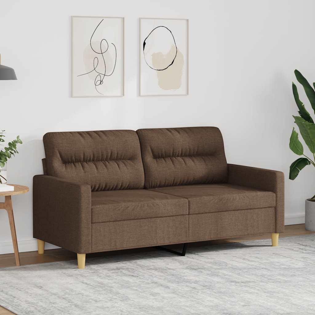 vidaXL Sofa 2-osobowa, brązowa, 140 cm, tapicerowana tkaniną