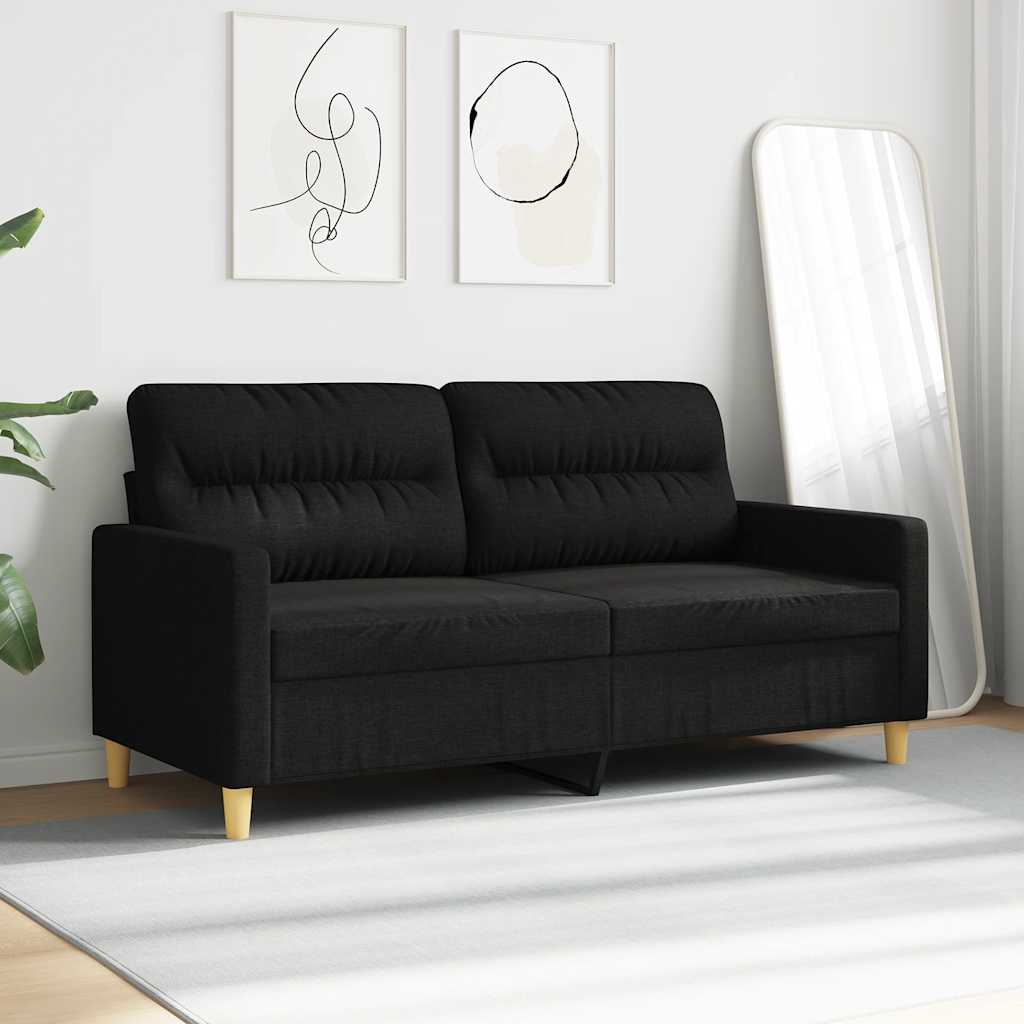 vidaXL Sofa 2-osobowa, czarna, 140 cm, tapicerowana tkaniną