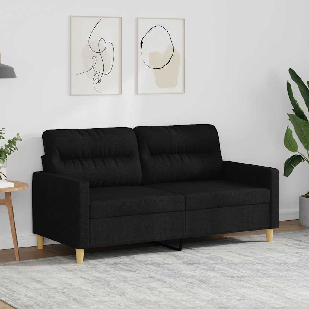 vidaXL Sofa 2-osobowa, czarna, 140 cm, tapicerowana tkaniną