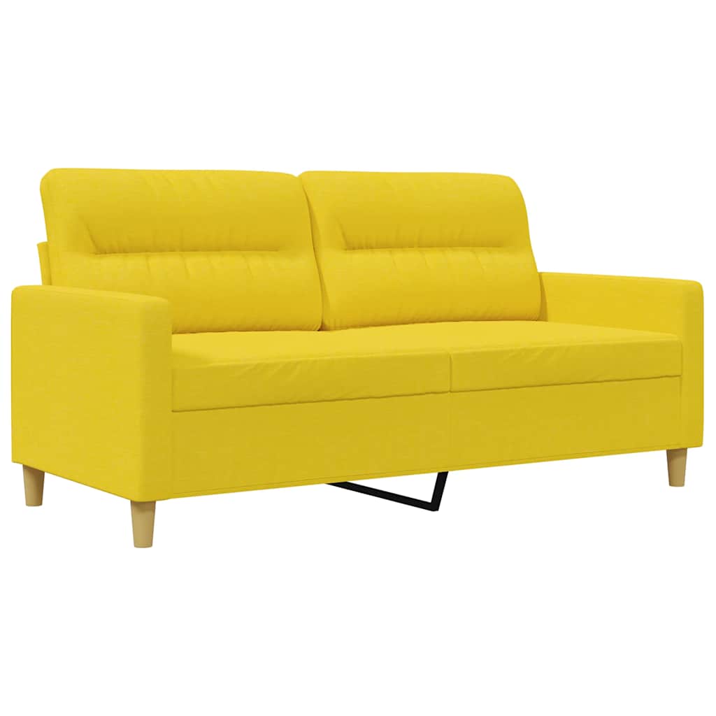 vidaXL Sofa 2-osobowa, jasnożółta, 140 cm, tapicerowana tkaniną