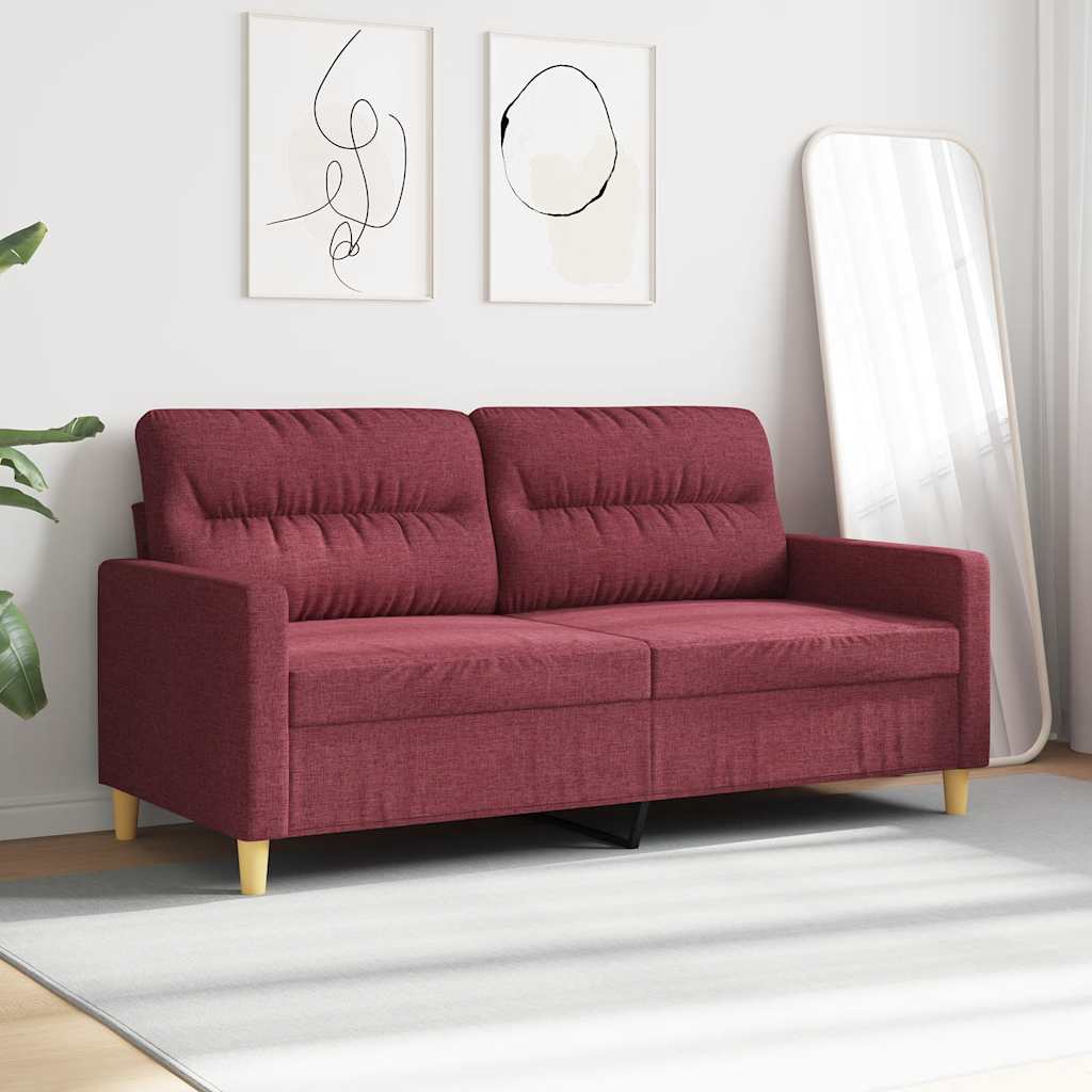 vidaXL Sofa 2-osobowa, winna czerwień, 140 cm, tapicerowana tkaniną