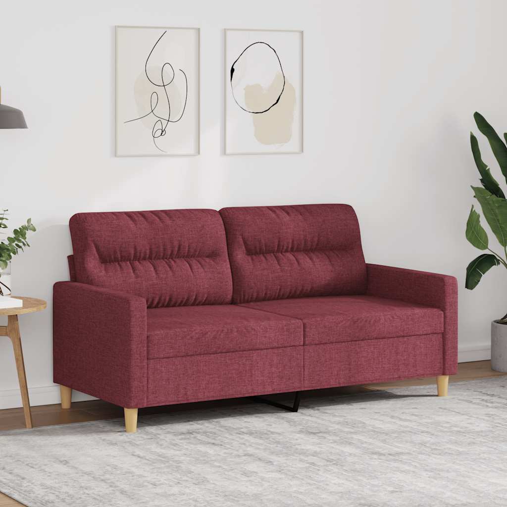 vidaXL Sofa 2-osobowa, winna czerwień, 140 cm, tapicerowana tkaniną