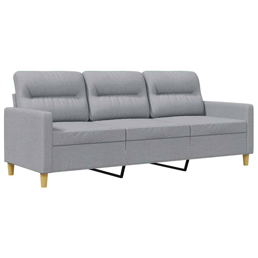 vidaXL Sofa 3-osobowa, jasnoszara, 180 cm, tapicerowana tkaniną