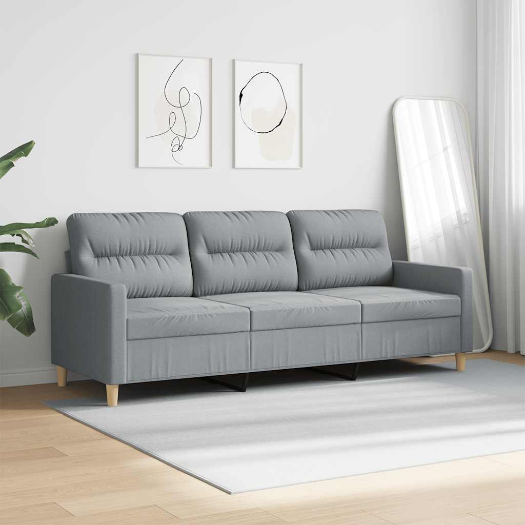 vidaXL Sofa 3-osobowa, jasnoszara, 180 cm, tapicerowana tkaniną