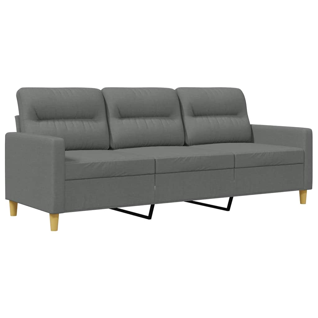 vidaXL Sofa 3-osobowa, ciemnoszara, 180 cm, tapicerowana tkaniną