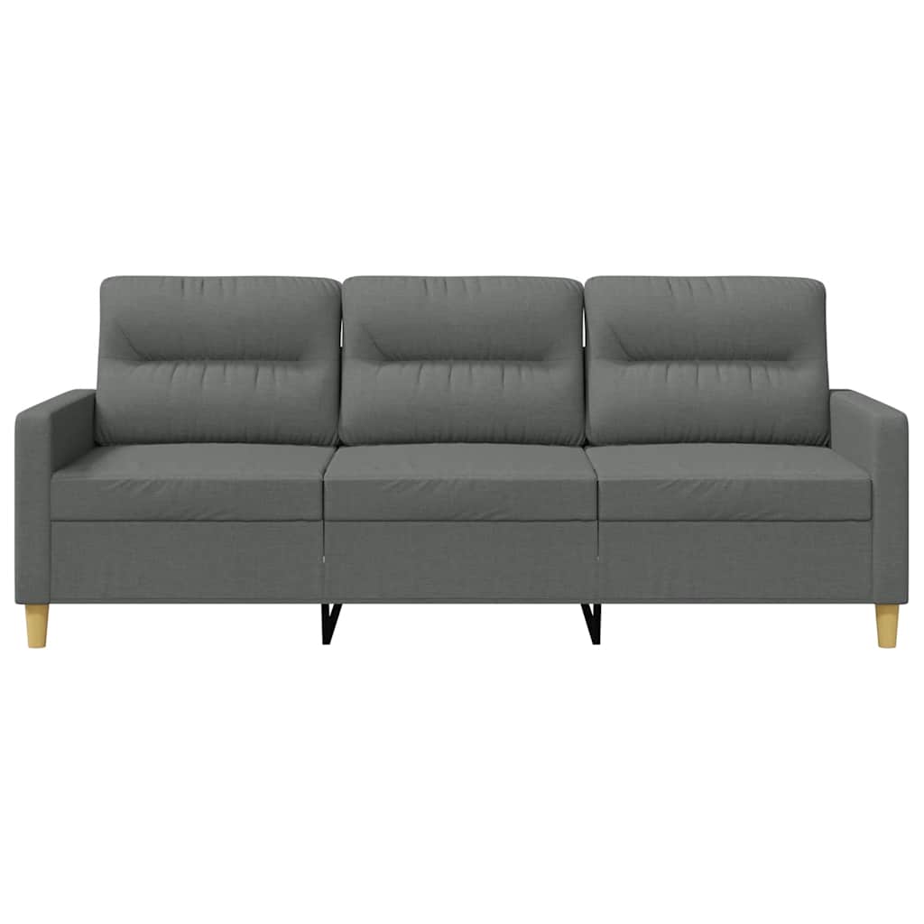 vidaXL Sofa 3-osobowa, ciemnoszara, 180 cm, tapicerowana tkaniną