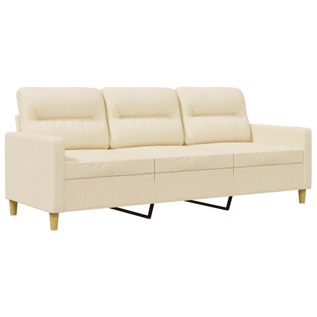 vidaXL 3-osobowa sofa, kremowa, 180 cm, tapicerowana tkaniną