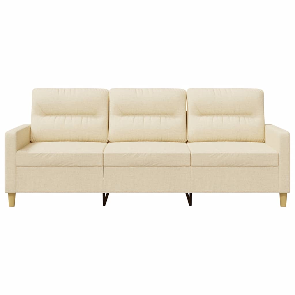 vidaXL 3-osobowa sofa, kremowa, 180 cm, tapicerowana tkaniną