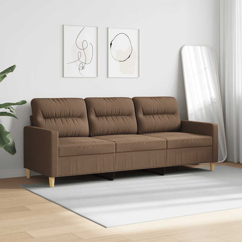 vidaXL Sofa 3-osobowa, brązowa, 180 cm, tapicerowana tkaniną