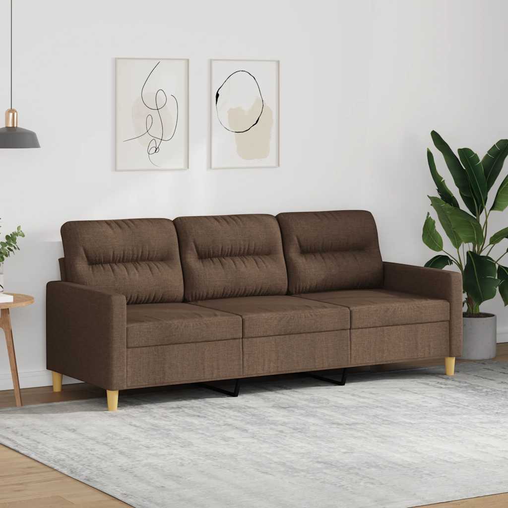 vidaXL Sofa 3-osobowa, brązowa, 180 cm, tapicerowana tkaniną