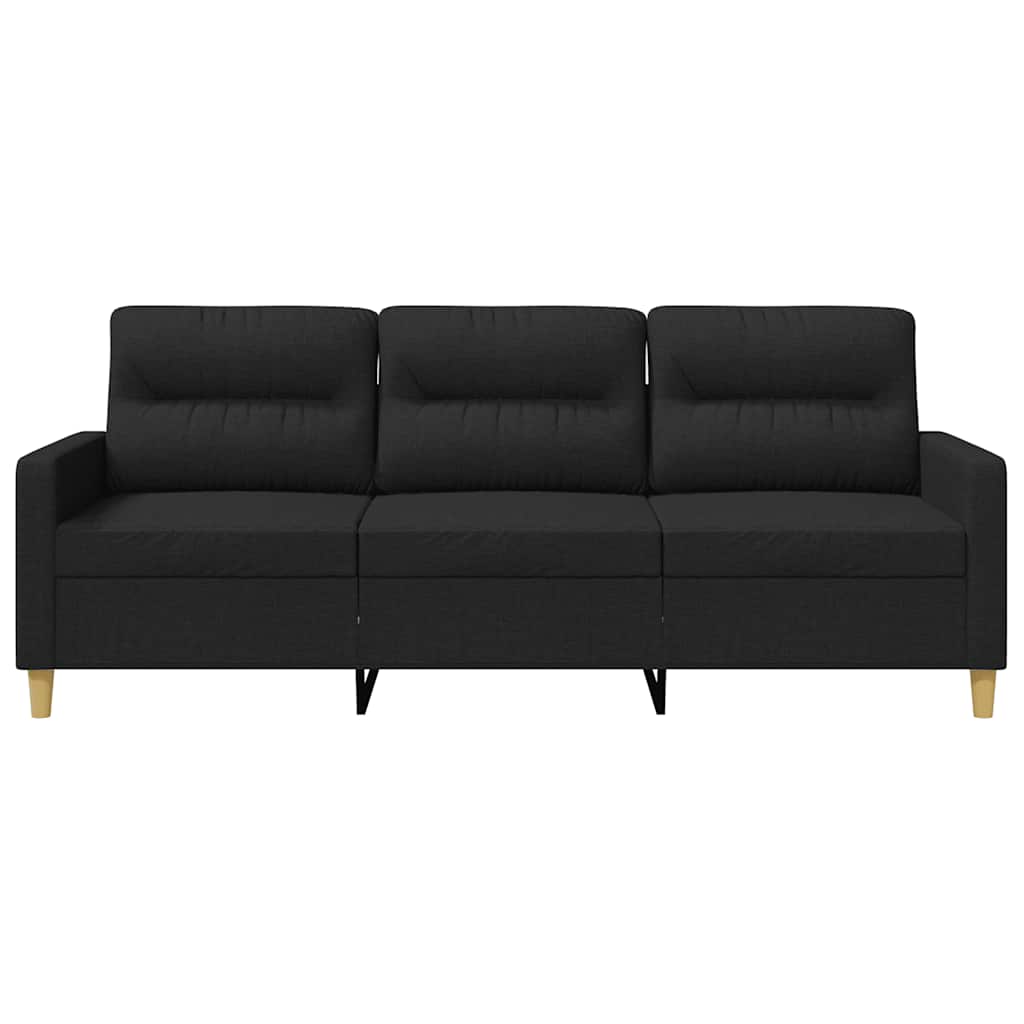 vidaXL Sofa 3-osobowa, czarna, 180 cm, tapicerowana tkaniną