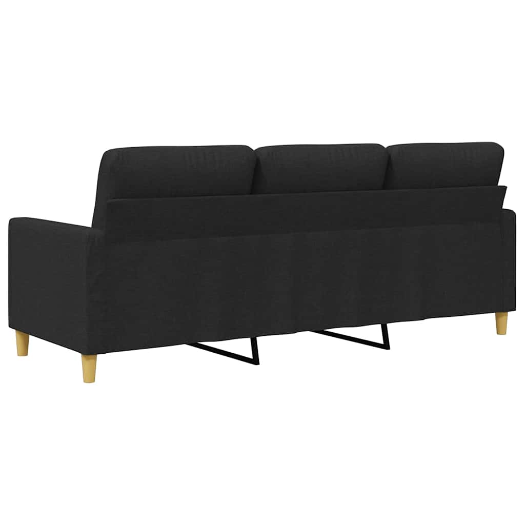 vidaXL Sofa 3-osobowa, czarna, 180 cm, tapicerowana tkaniną