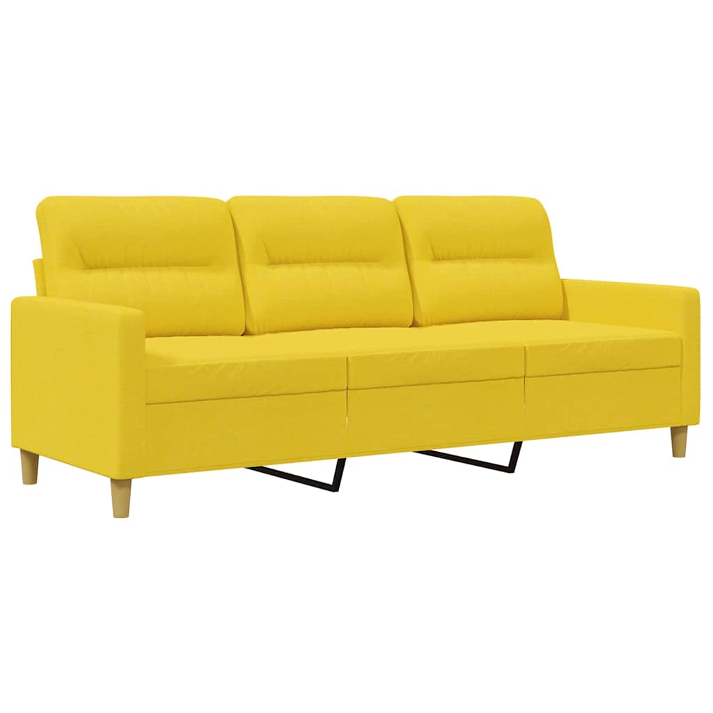 vidaXL Sofa 3-osobowa, jasnożółta, 180 cm, tapicerowana tkaniną