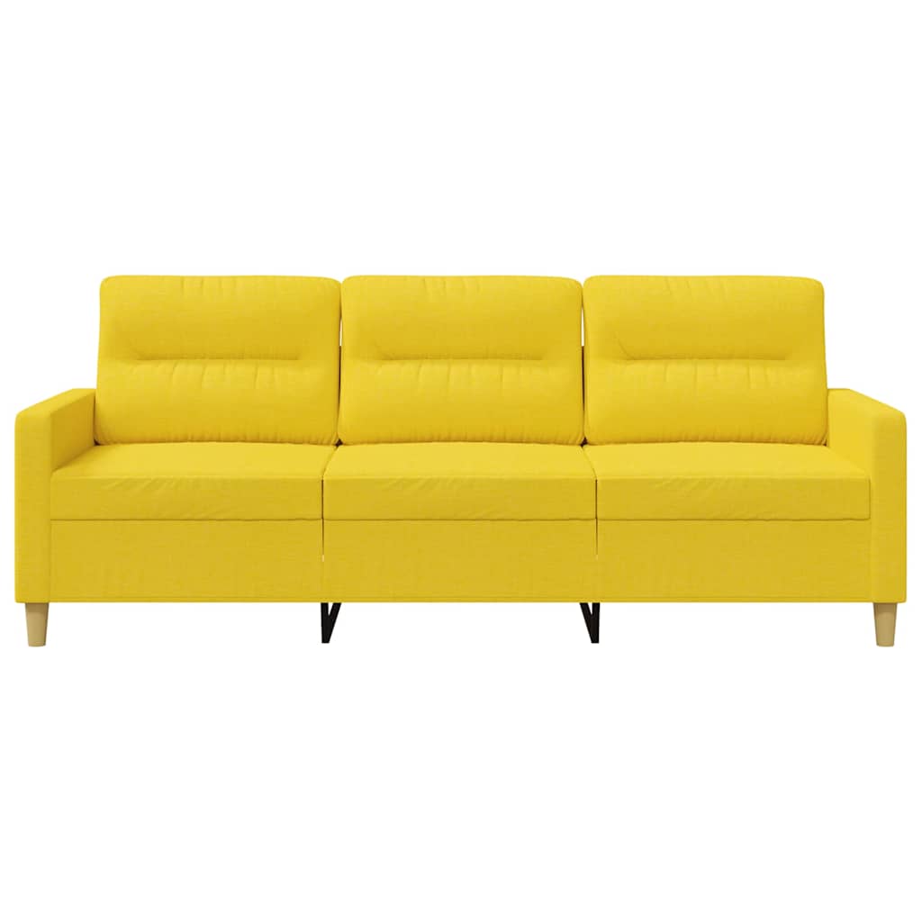 vidaXL Sofa 3-osobowa, jasnożółta, 180 cm, tapicerowana tkaniną