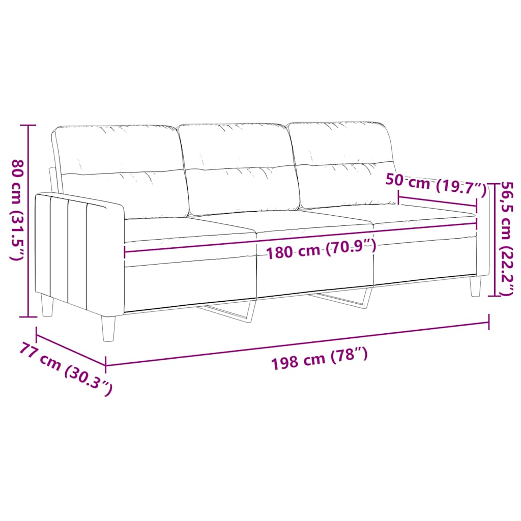 vidaXL Sofa 3-osobowa, jasnożółta, 180 cm, tapicerowana tkaniną