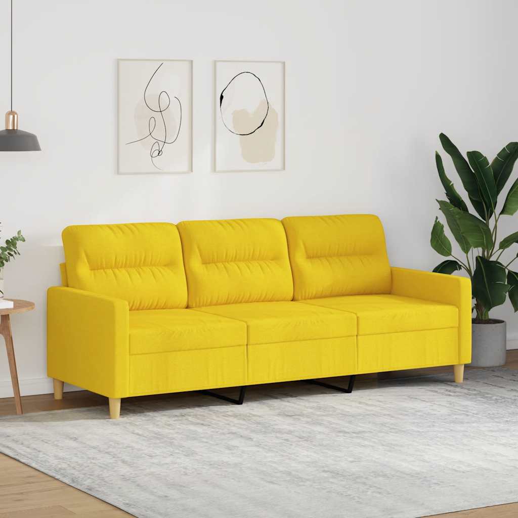 vidaXL Sofa 3-osobowa, jasnożółta, 180 cm, tapicerowana tkaniną