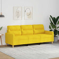 vidaXL Sofa 3-osobowa, jasnożółta, 180 cm, tapicerowana tkaniną