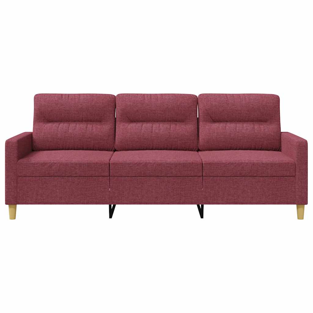 vidaXL Sofa 3-osobowa, winna czerwień, 180 cm,tapicerowana tkaniną
