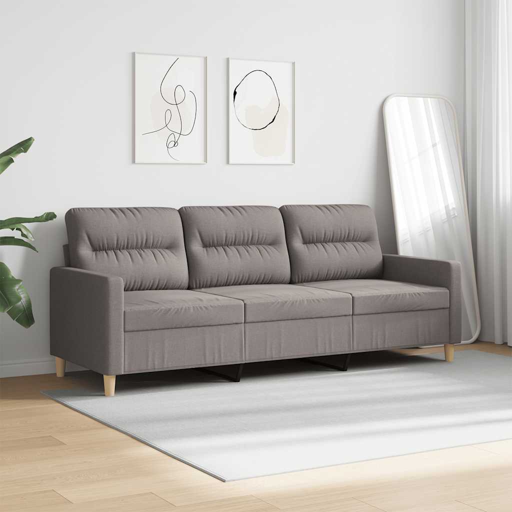 vidaXL Sofa 3-osobowa, kolor taupe, 180 cm, tapicerowana tkaniną