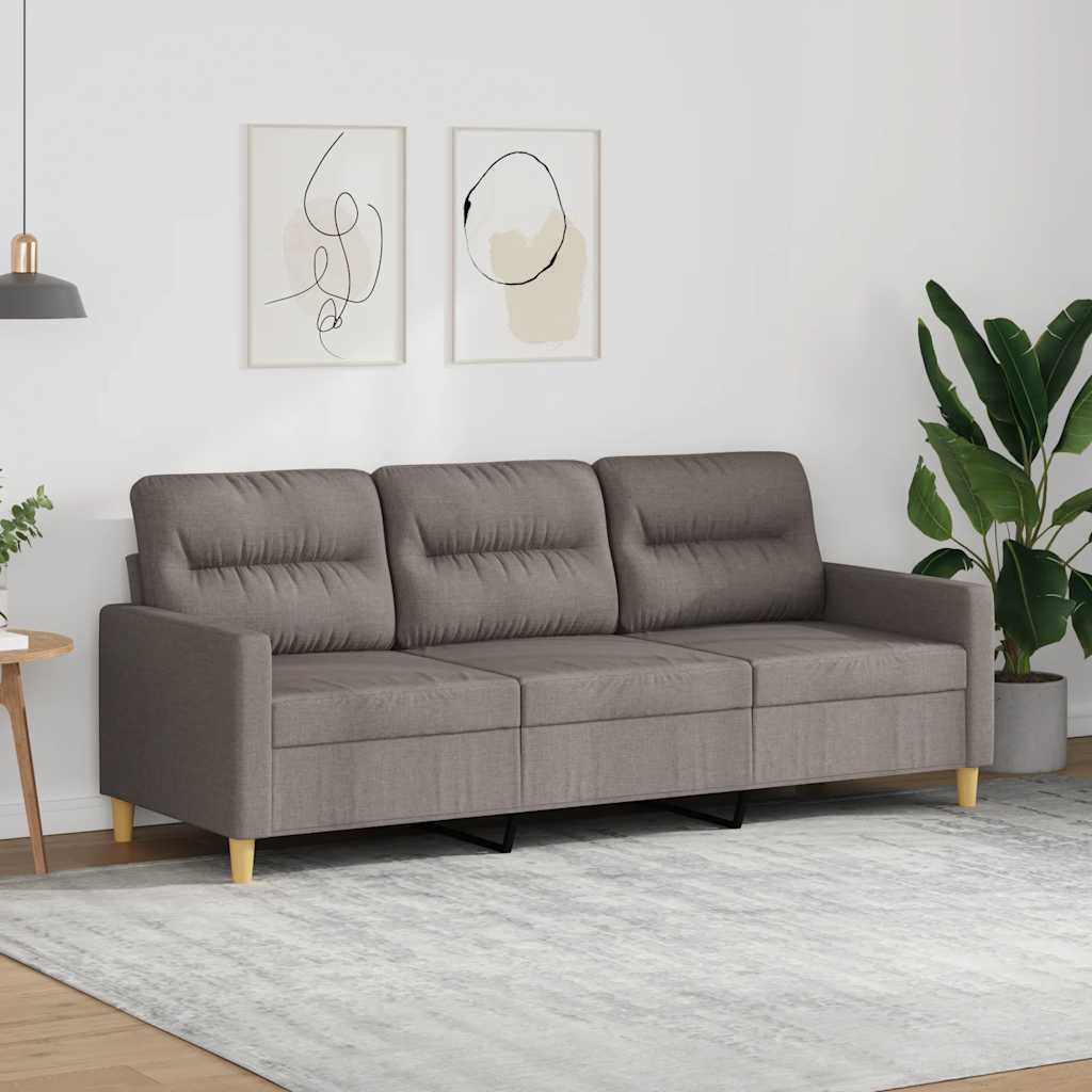 vidaXL Sofa 3-osobowa, kolor taupe, 180 cm, tapicerowana tkaniną