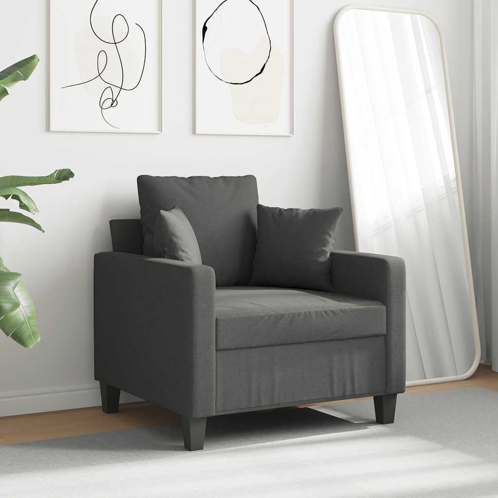 vidaXL Fotel, ciemnoszary, 60 cm, obity tkaniną