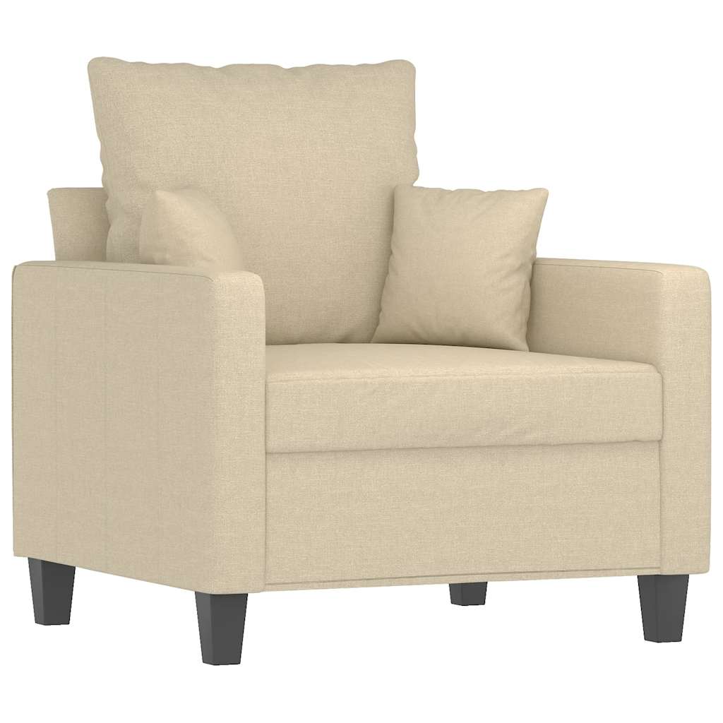 vidaXL Fotel, kremowy, 60 cm, obity tkaniną