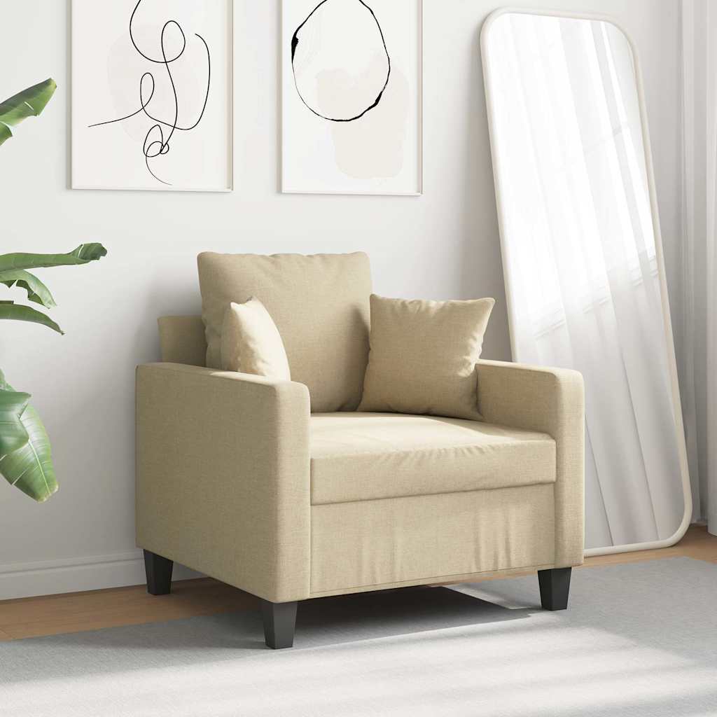 vidaXL Fotel, kremowy, 60 cm, obity tkaniną