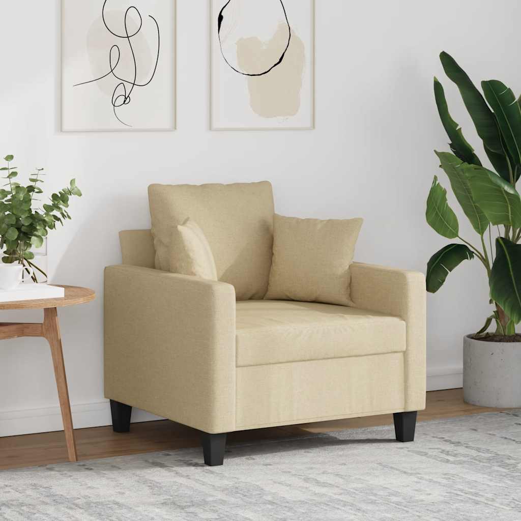 vidaXL Fotel, kremowy, 60 cm, obity tkaniną
