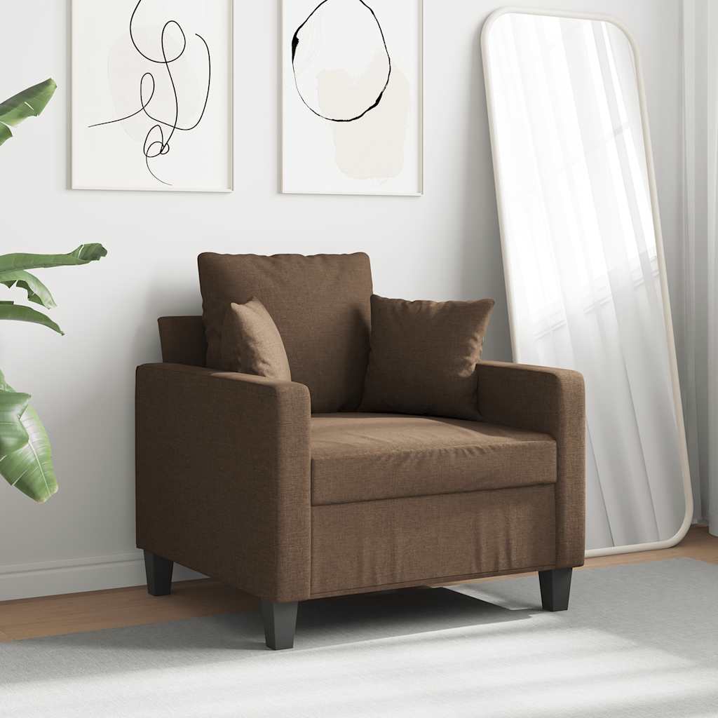 vidaXL Fotel, brązowy, 60 cm, obity tkaniną