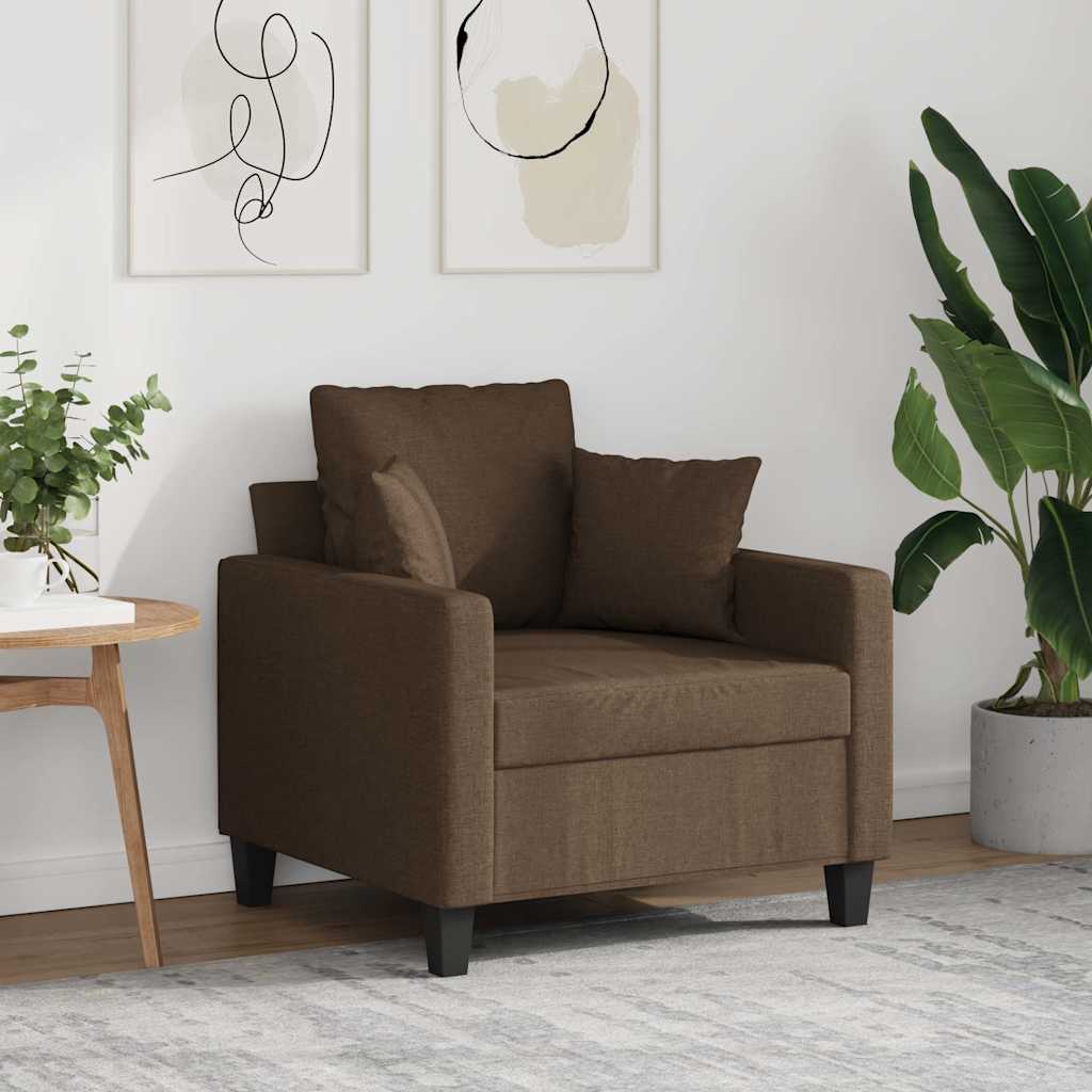 vidaXL Fotel, brązowy, 60 cm, obity tkaniną