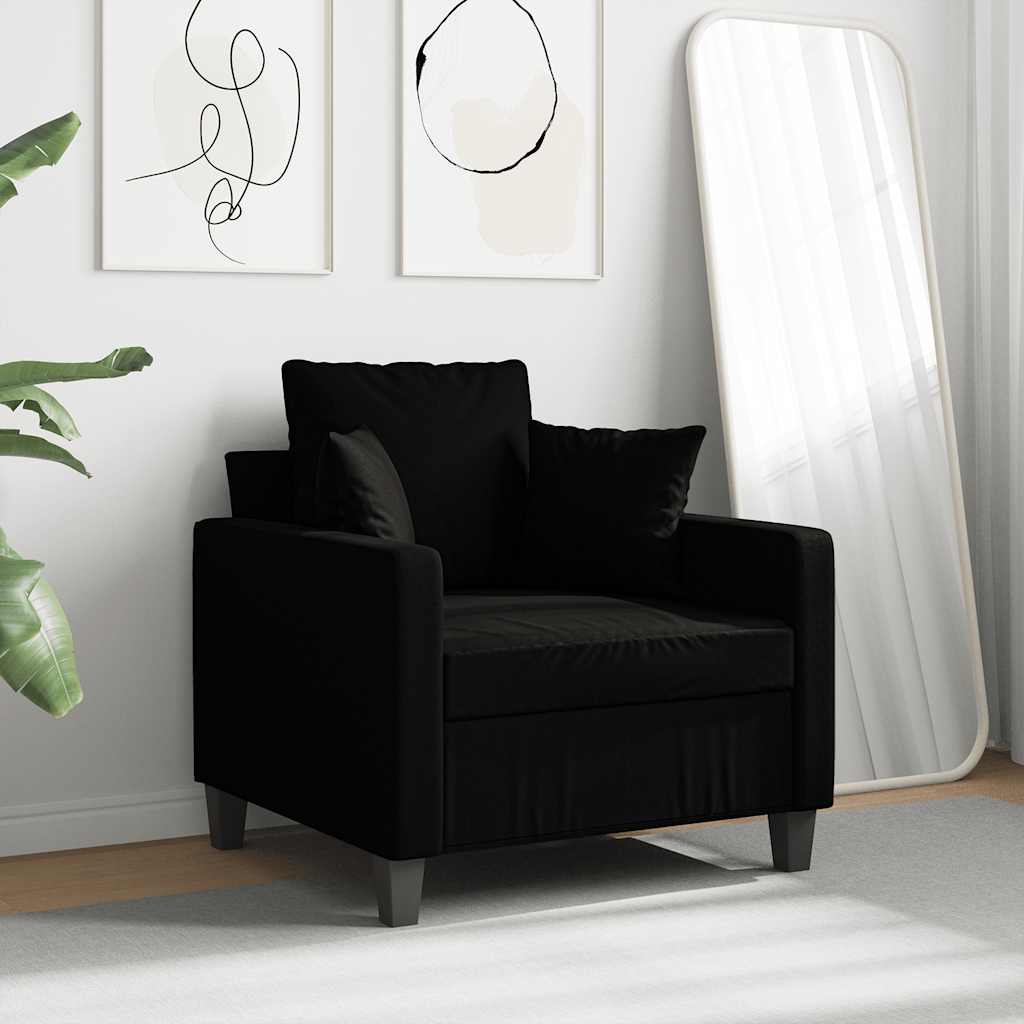 vidaXL Fotel, czarny, 60 cm, obity tkaniną