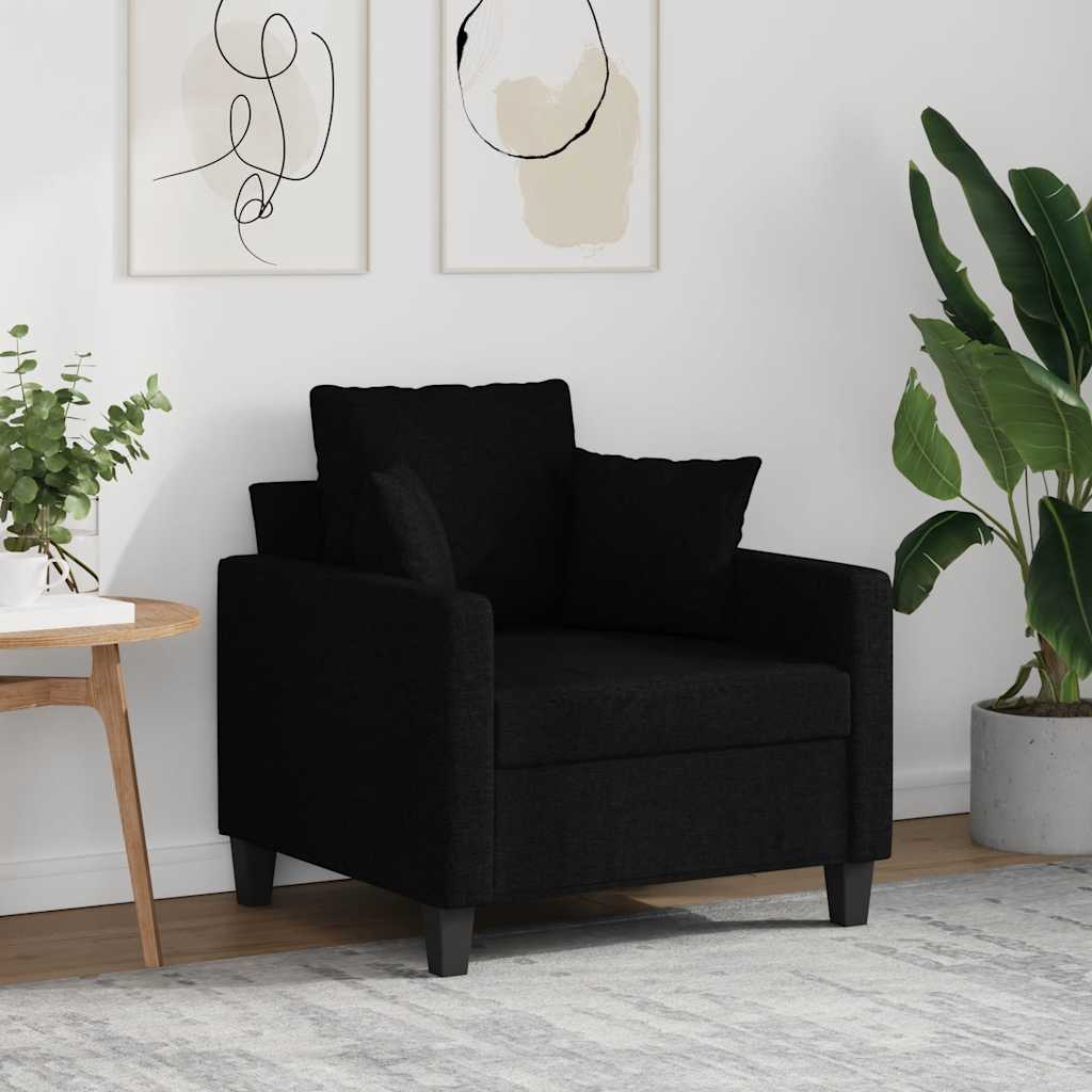 vidaXL Fotel, czarny, 60 cm, obity tkaniną