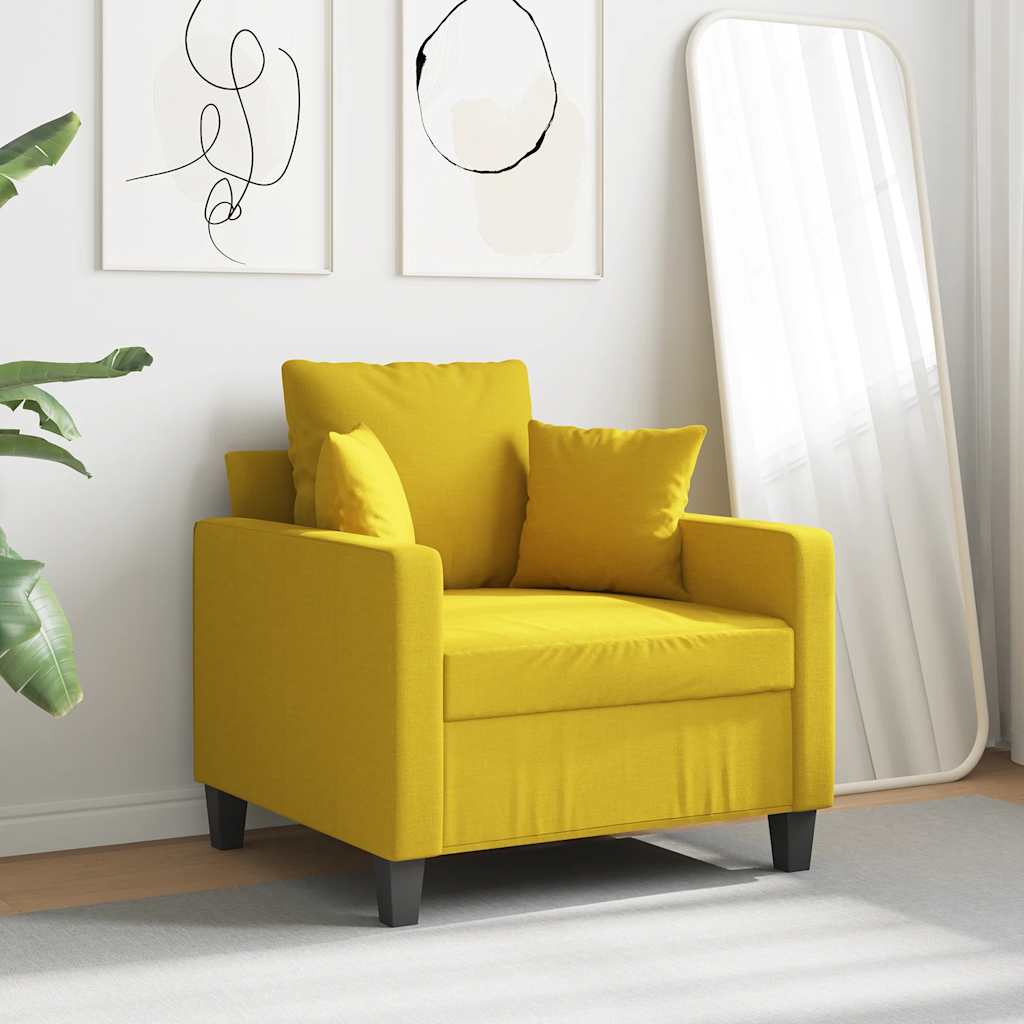 vidaXL Fotel, jasnożółty, 60 cm, obity tkaniną