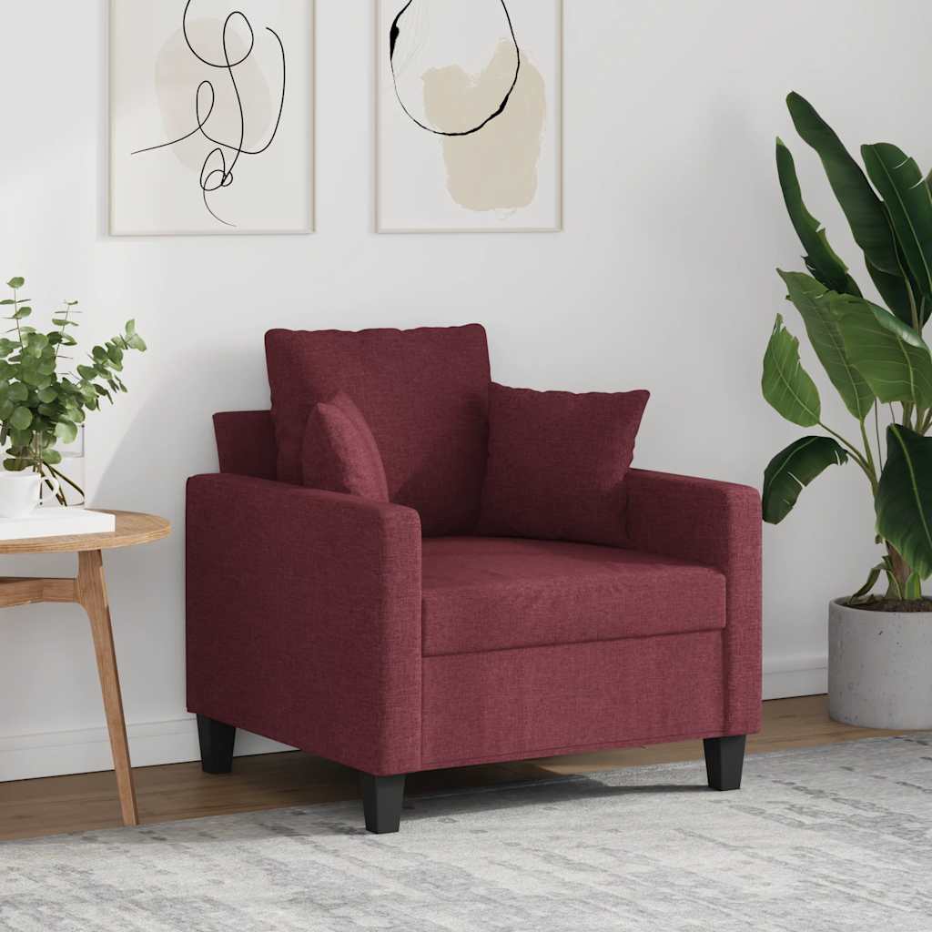 vidaXL Fotel, winna czerwień, 60 cm, obity tkaniną