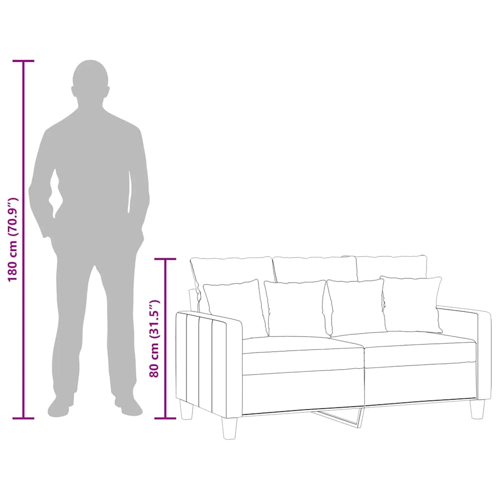 vidaXL Sofa 2-osobowa, jasnoszara, 120 cm, tapicerowana tkaniną