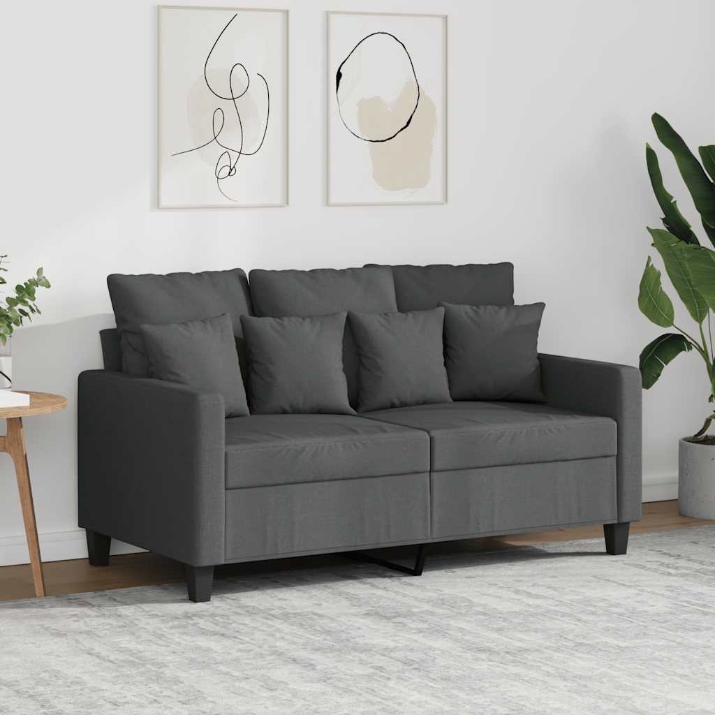 vidaXL Sofa 2-osobowa, ciemnoszara, 120 cm, tapicerowana tkaniną