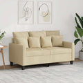 vidaXL 2-osobowa sofa, kremowa, 120 cm, tapicerowana tkaniną