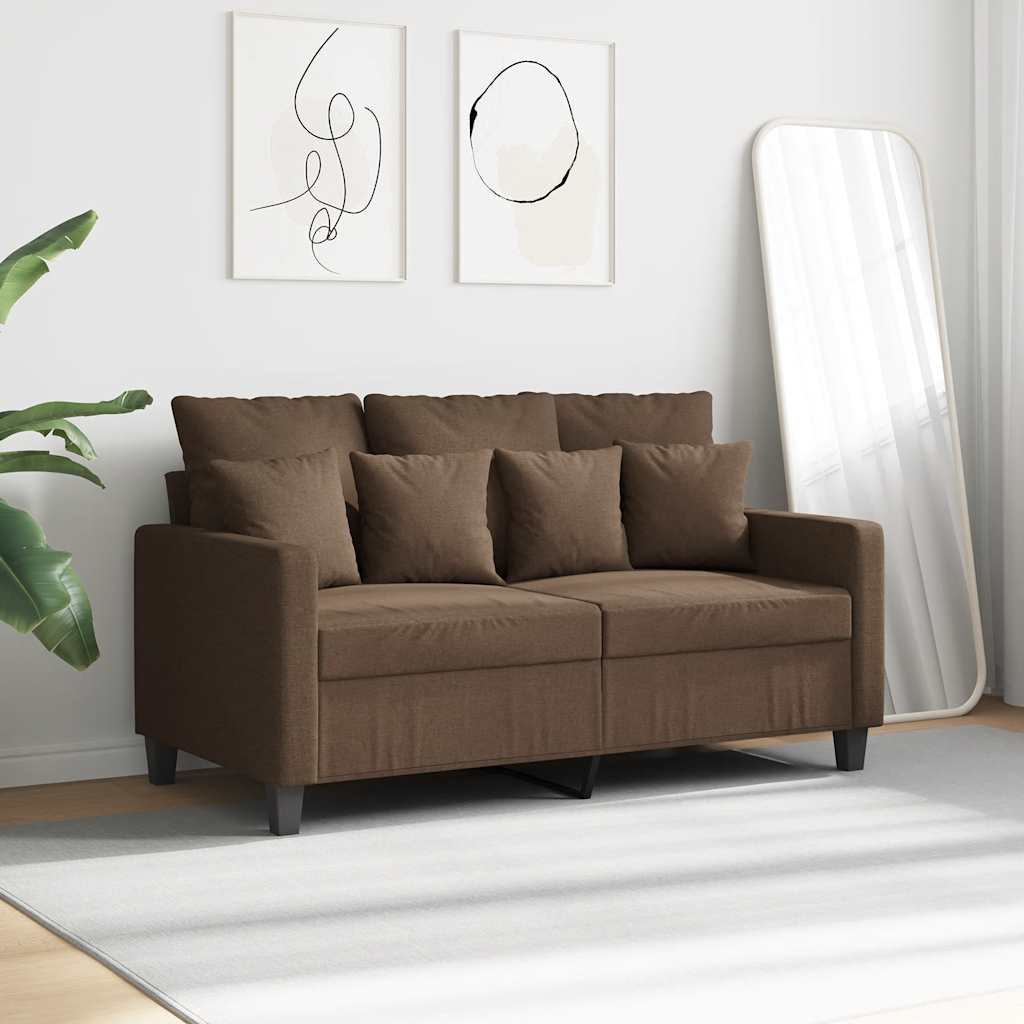 vidaXL Sofa 2-osobowa, brązowa, 120 cm, tapicerowana tkaniną